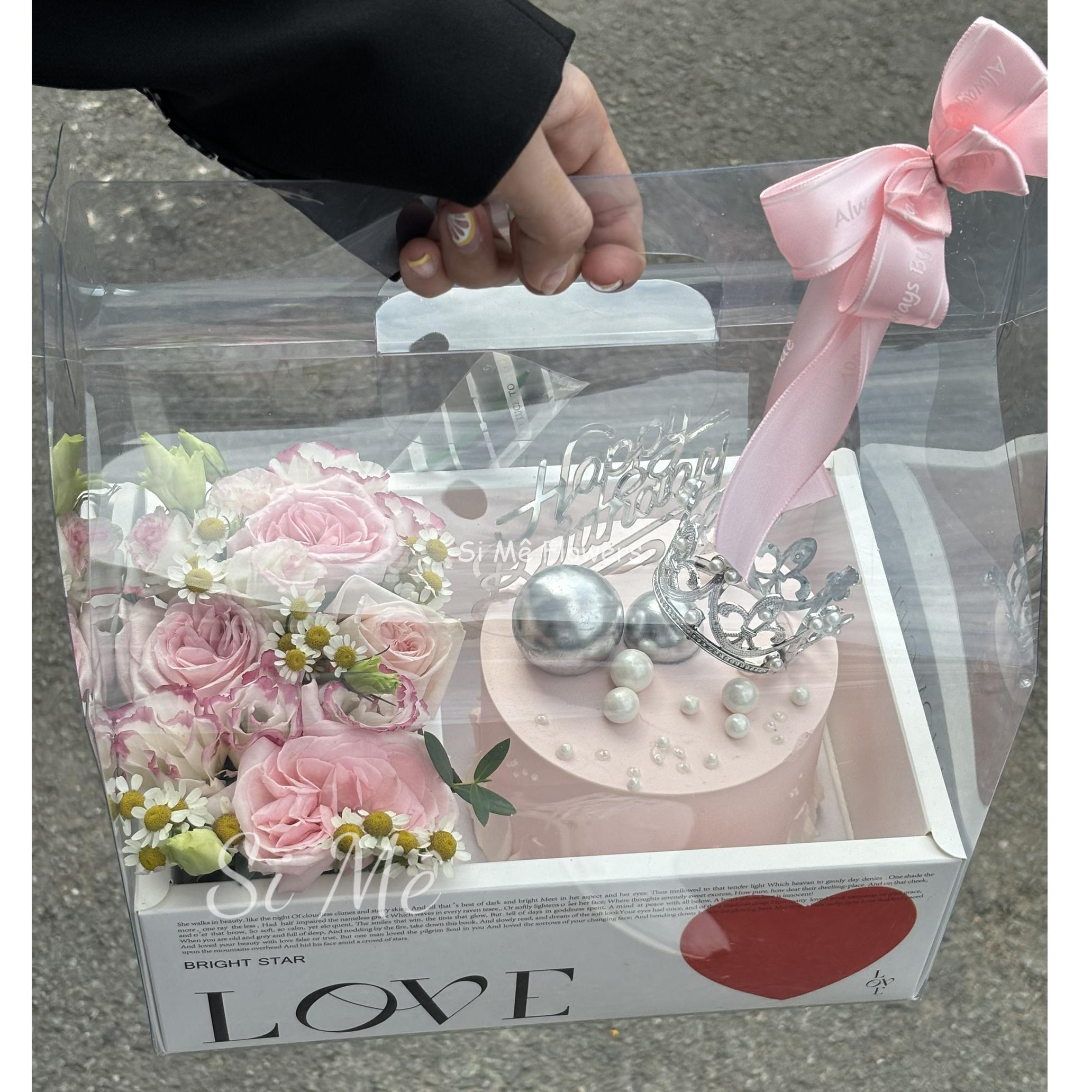 Box Hoa Bánh Decor Vương Niệm Tone Hồng