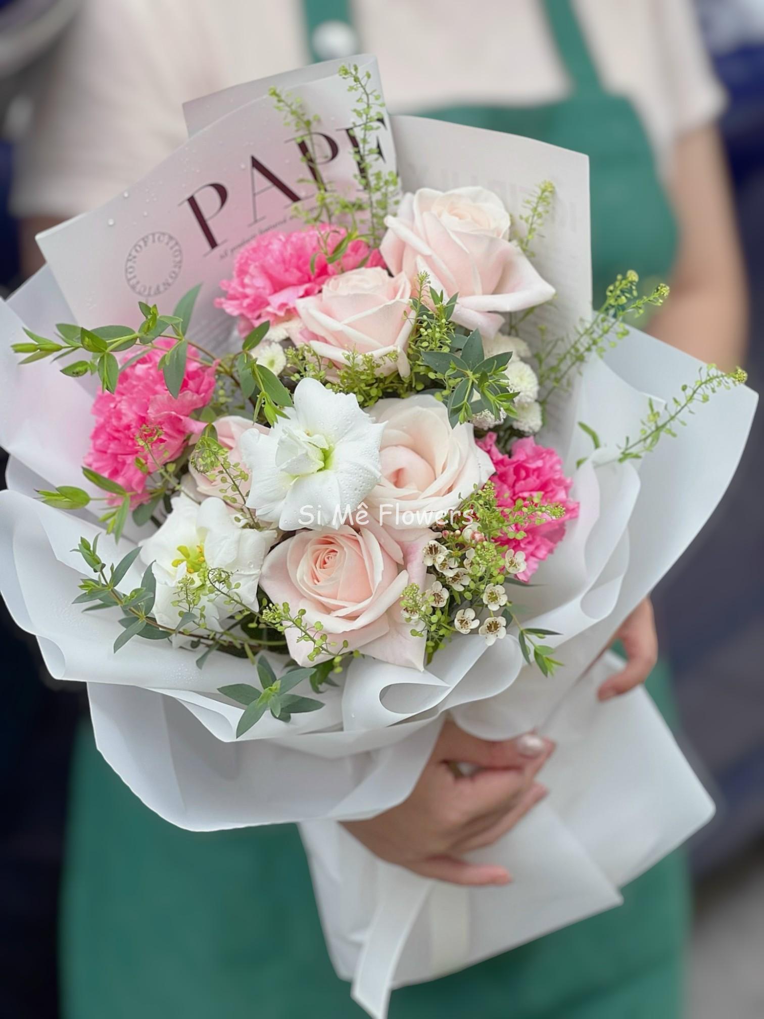 Bó Hoa Hồng Mix Cẩm Chướng