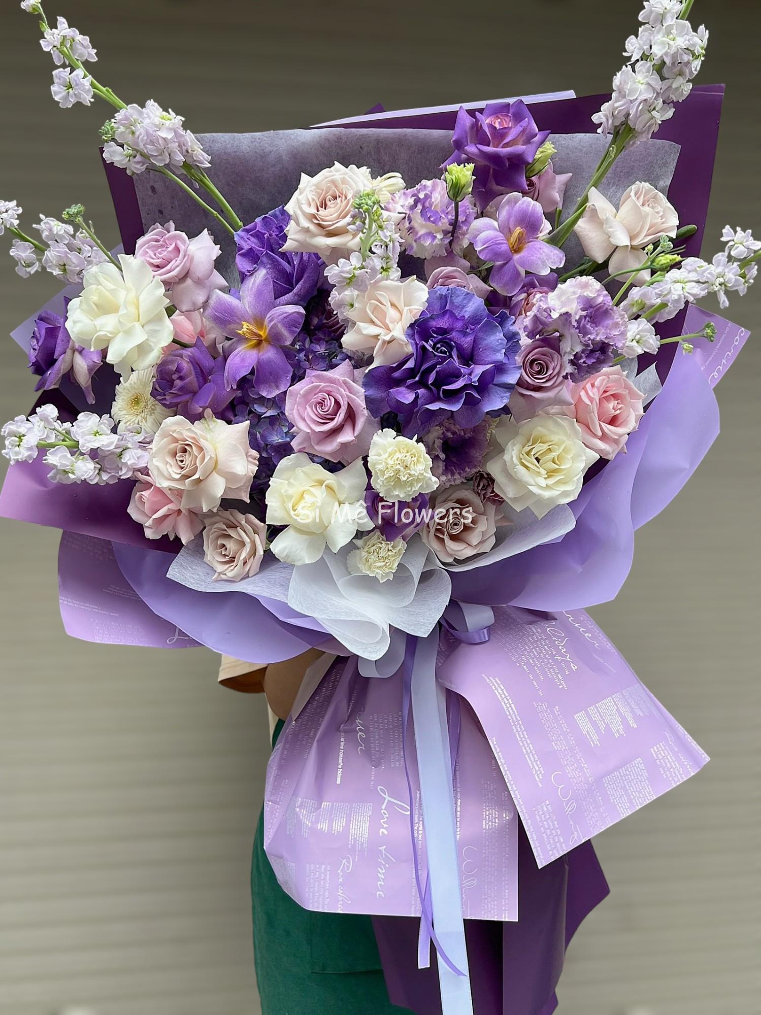 Bó Hoa Mix Tone Hồng Tím