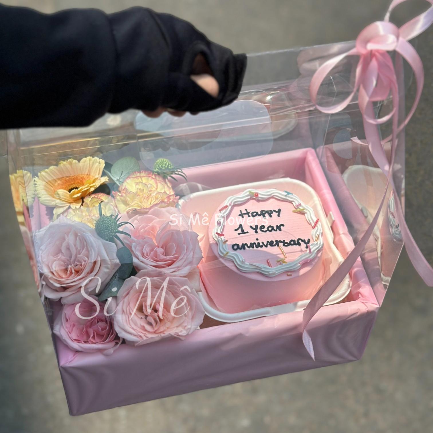 Box Hoa Bánh Kem Tone Hồng