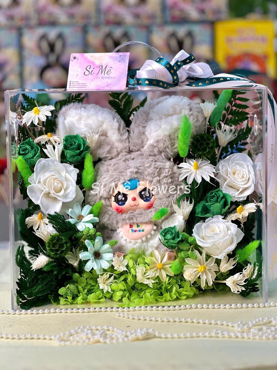 Box Hoa Khô Cao Cấp Mix Baby Three Chính Hãng Tone Xanh Lá