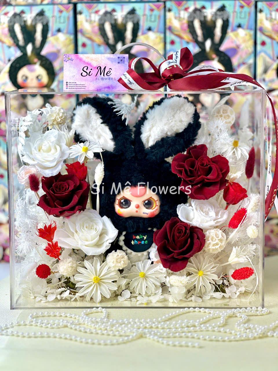 Box Hoa Khô Cao Cấp Mix Baby Three Chính Hãng Tone Đen Đỏ Trắng