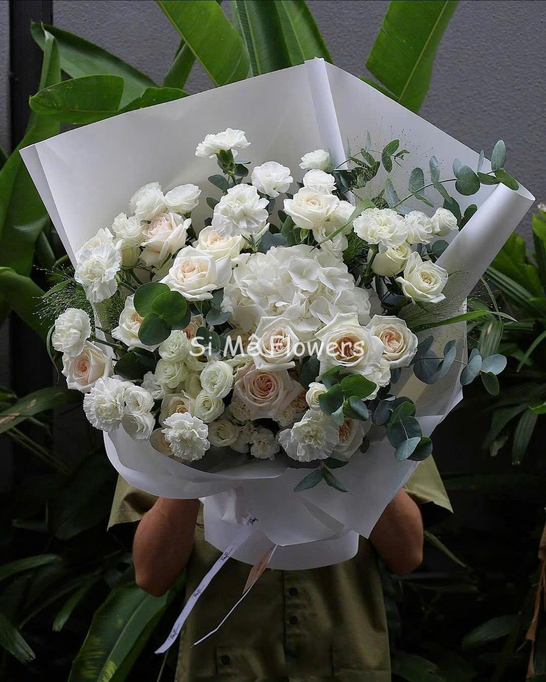 Bó Hoa Tú Cầu Hồng Trắng Phăng Trắng – Tinh Khôi & Thanh Lịch Bó Hoa Tú Cầu Hồng Trắng Phăng Trắng – Tinh Khôi & Thanh Lịch