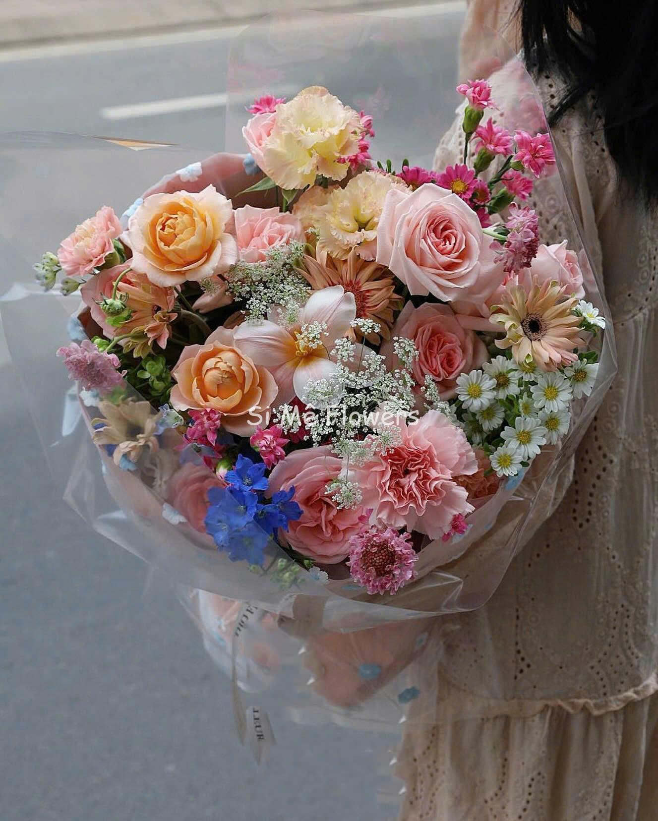 Đồng Tiền Xoăn Mix Hồng Ohara & Cát Tường Đồng Tiền Xoăn Mix Hồng Ohara & Cát Tường